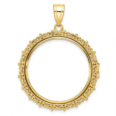 Polished Fancy Prong 27.0mm Coin Bezel Pendant 14k Gold C8187/27.0, MPN: C8187/27.0,