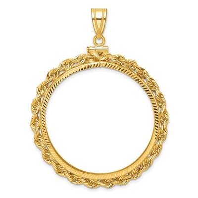 Diamond-Cut Rope Screw Top 34.2mm X 2.85mm Coin Bezel Pendant 14k Gold C8179/34.2, MPN: C8179/34.2,