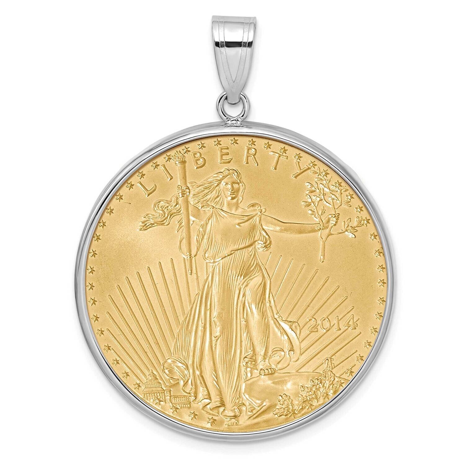 Polished Prong Mounted 1Oz American Eagle Coin Bezel Pendant 14k White Gold C1801W/32.7C, MPN: C180…