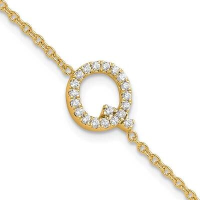 Diamond Sideways Letter Q 1 Inch Extender Bracelet 14k Gold BM9951Q-024-YA, MPN: BM9951Q-024-YA,