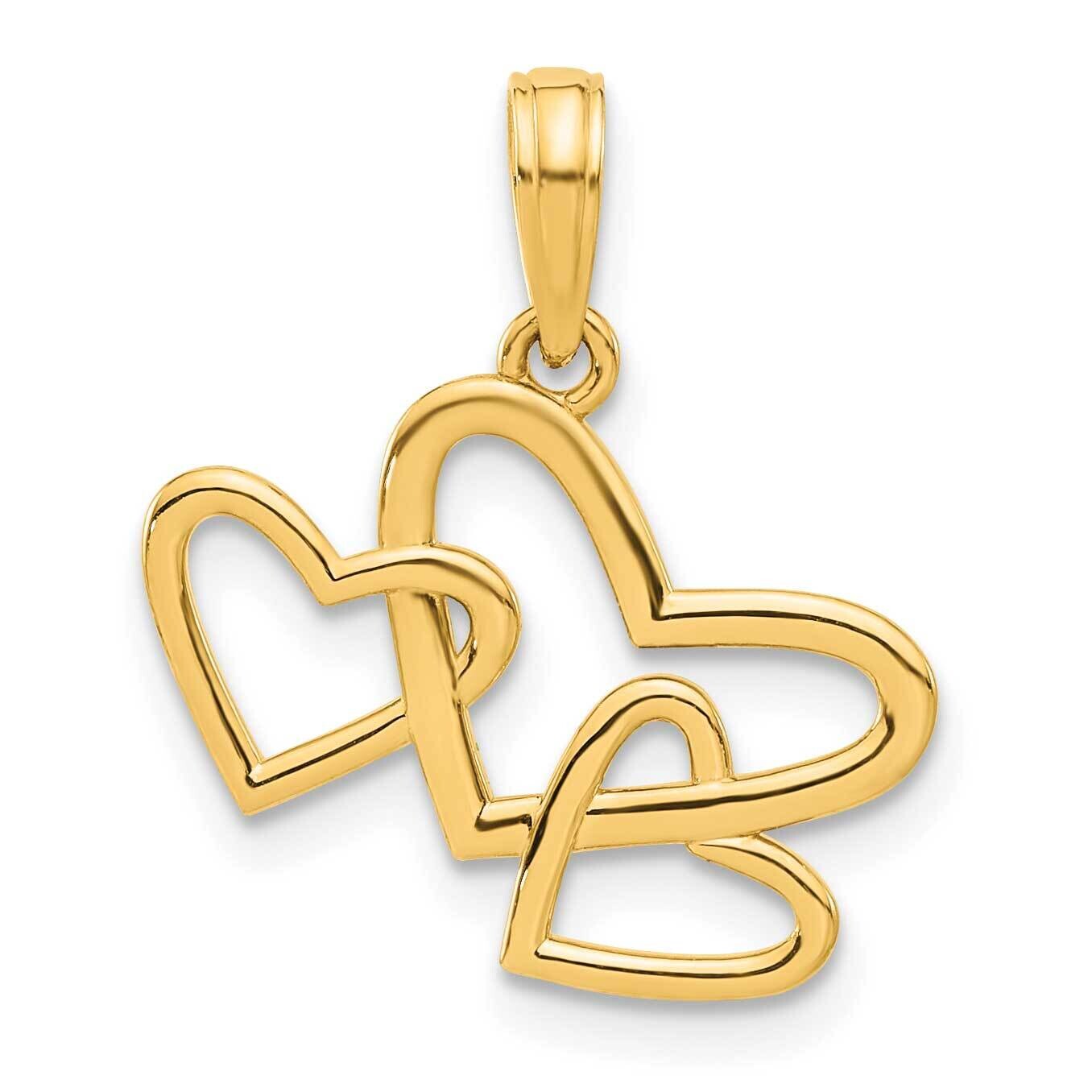 Triple Heart Pendant 14k Polished Gold D5419