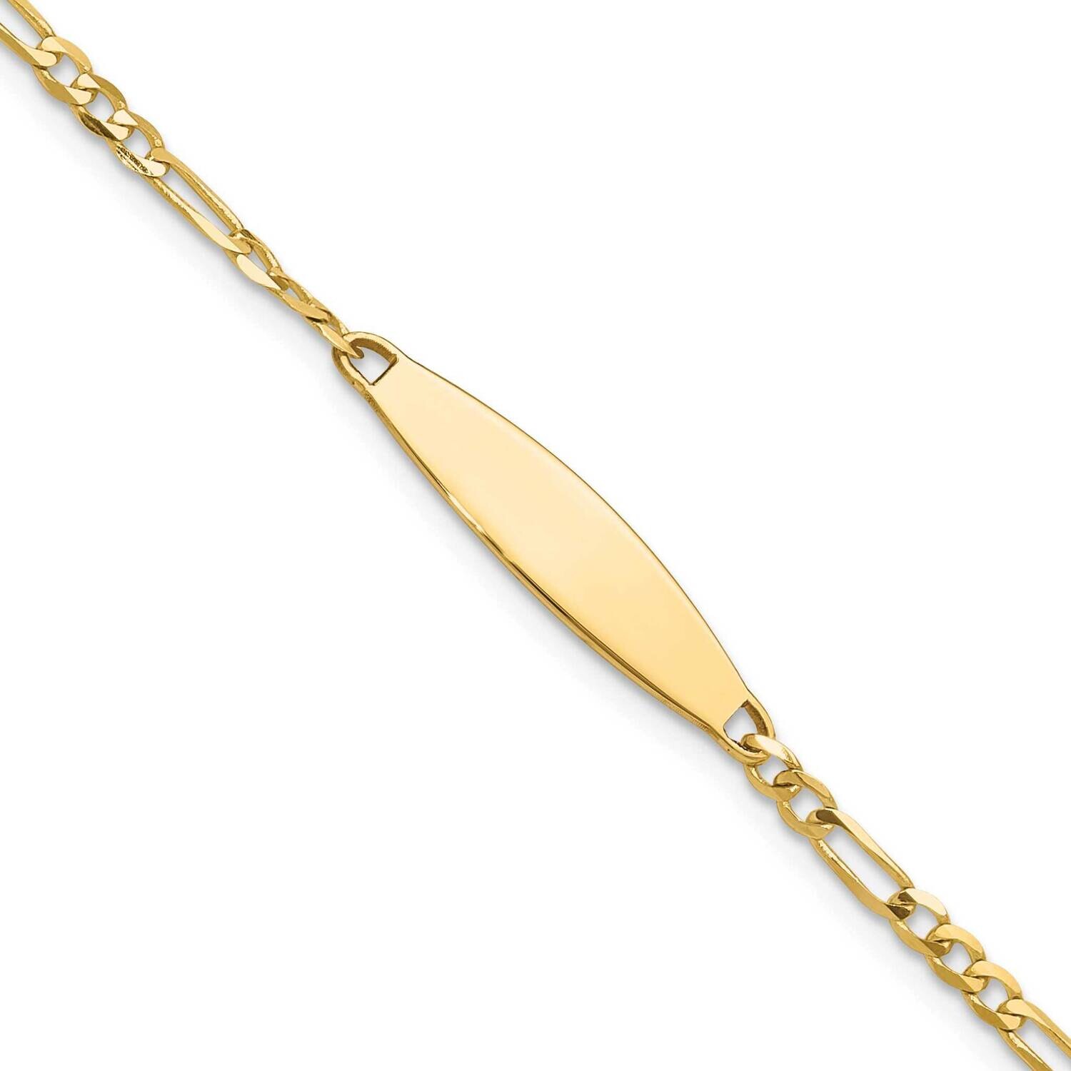 Figaro Id Bracelet 7 Inch 14k Gold LID110-7, MPN: LID110-7,