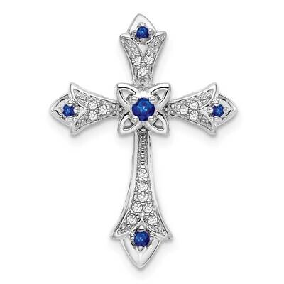 Sapphire Diamond Fleur De Lis Cross Chain Slide 10k White Gold PM7175-SA-008-1WA, MPN: PM7175-SA-00…