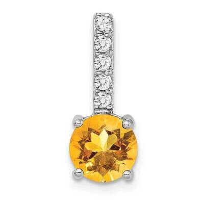 Round Citrine Diamond Pendant 14k White Gold PM7036-CI-013-WA, MPN: PM7036-CI-013-WA,