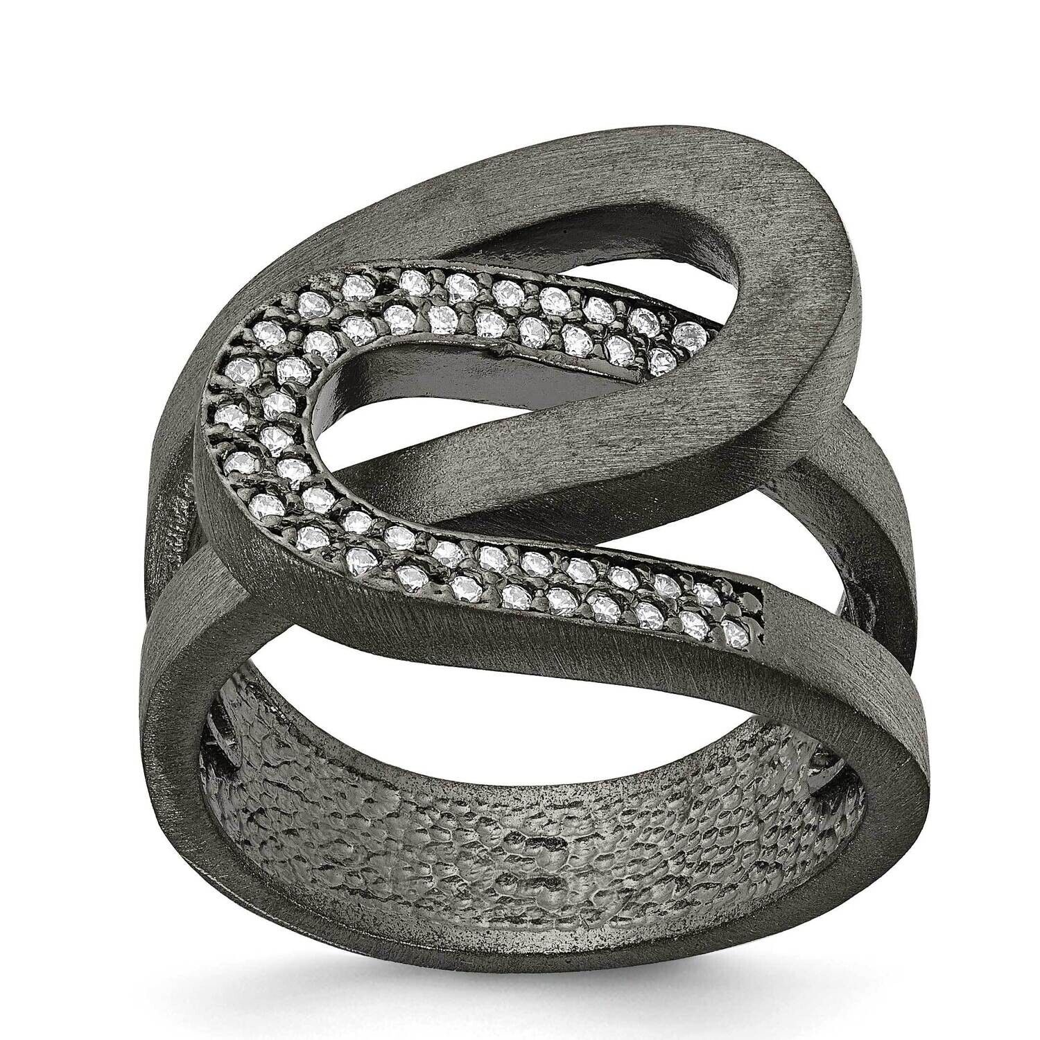 Interlocking Swirl Ring CZ-Bl Size 8 Sterling Silver J296258012356, MPN: J296258012356,