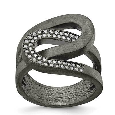 Interlocking Swirl Ring CZ-Bl Size 8 Sterling Silver J296258012356, MPN: J296258012356,