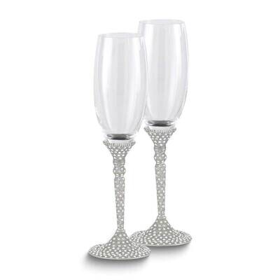 Silver-Tone Pavc Crystal Glass Toasting Flute Set GP9085, MPN: GP9085,