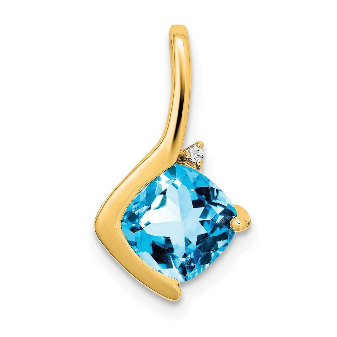 Cushion Blue Topaz Diamond Pendant 14k Gold PM7046-BT-001-YA
