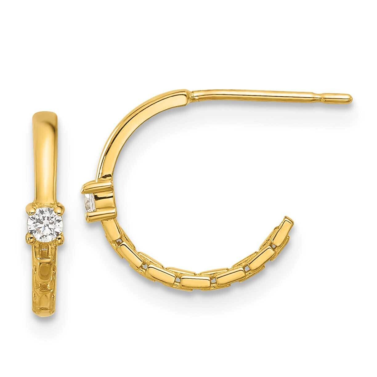 Madi K Polished CZ Link Post Hoop Earrings 14k Gold GK1193, MPN: GK1193,