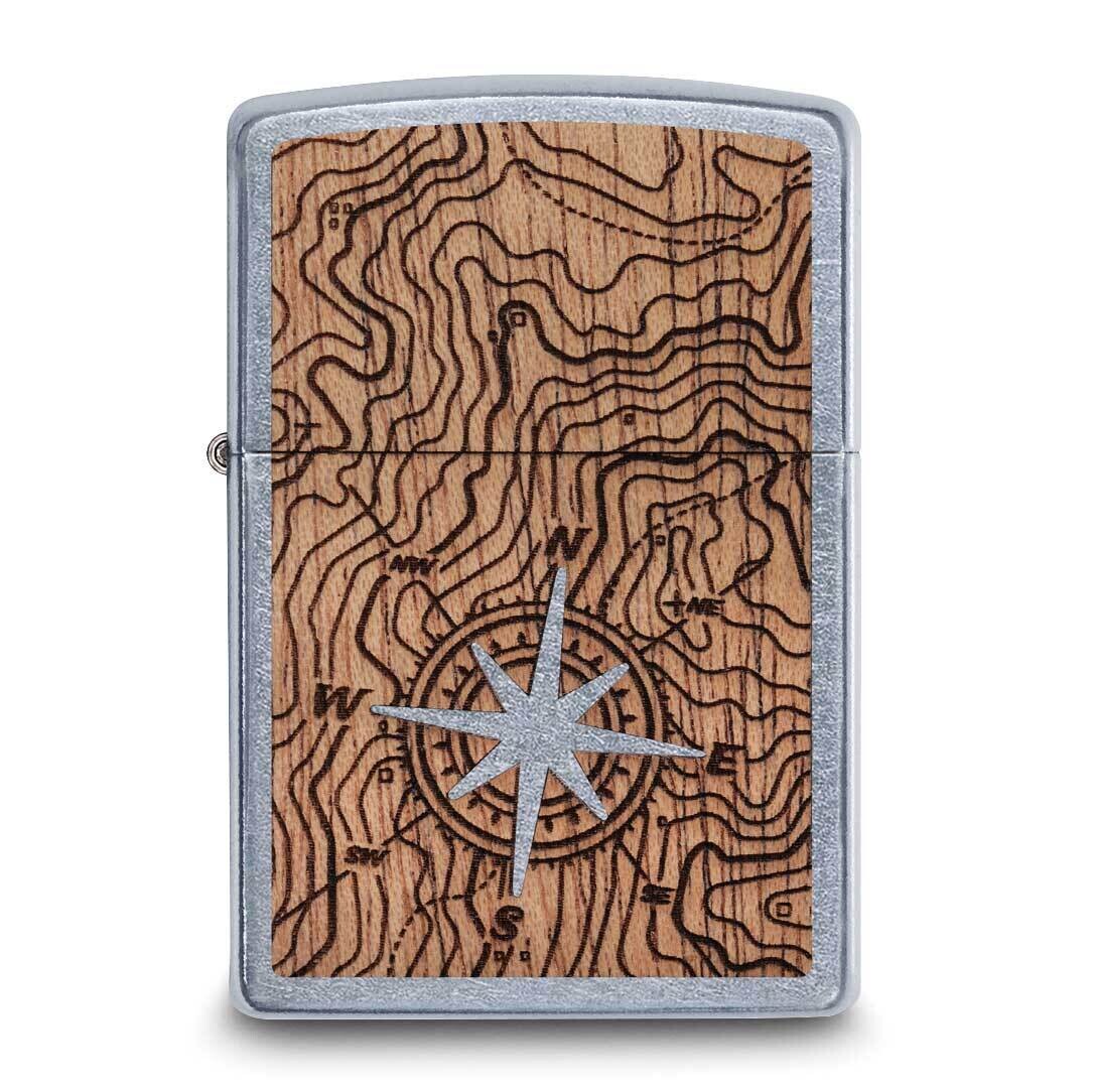 Zippo Woodchuckr Usa Mahogany Emblem Street Chrome Compass Lighter GM25902