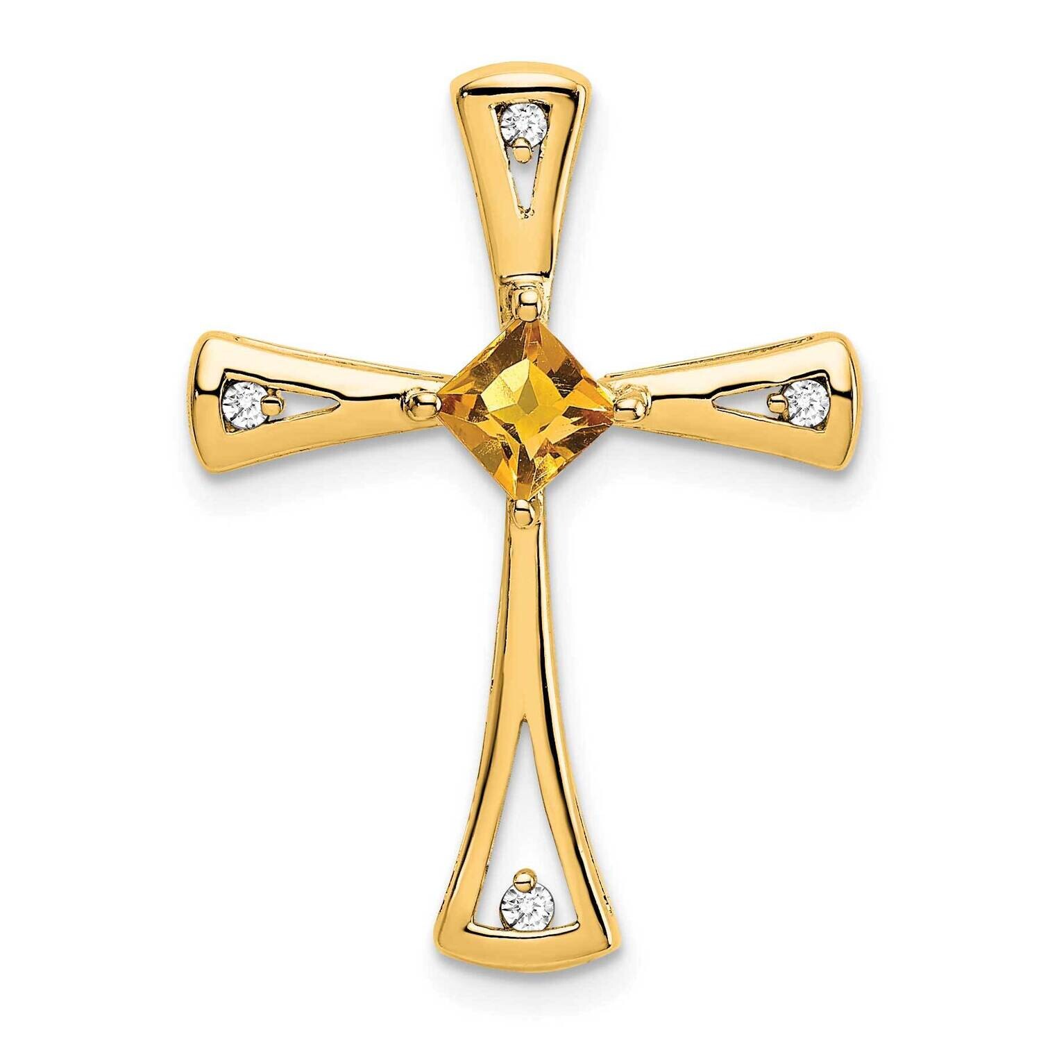 Citrine Diamond Cross Chain Slide 14k Gold PM7031-CI-005-YA, MPN: PM7031-CI-005-YA,