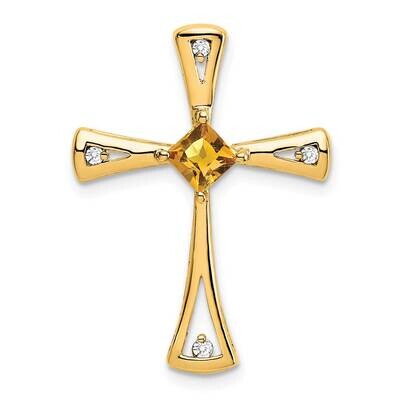 Citrine Diamond Cross Chain Slide 14k Gold PM7031-CI-005-YA, MPN: PM7031-CI-005-YA,