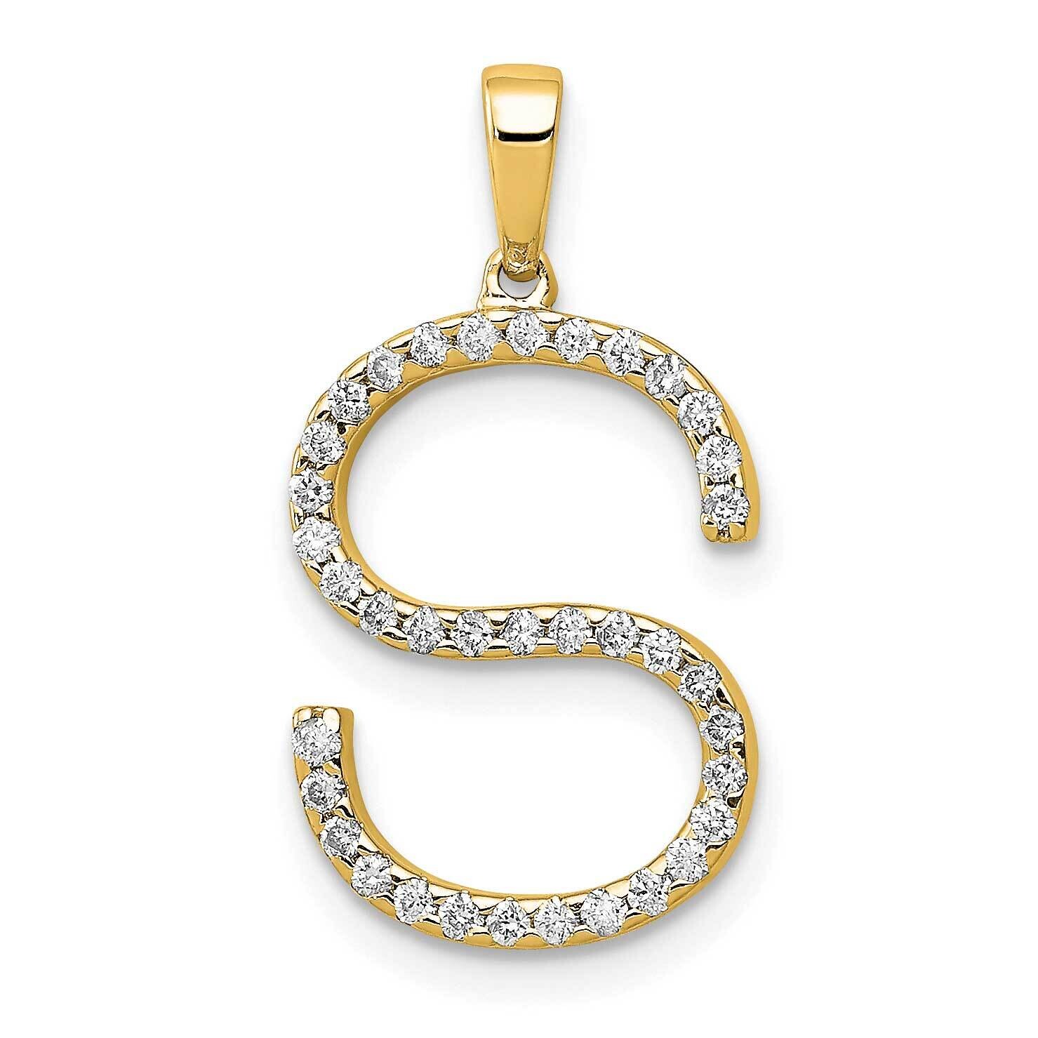 Diamond Letter S Initial Pendant 14k Gold PM5222S-016-YA, MPN: PM5222S-016-YA, 196904076972
