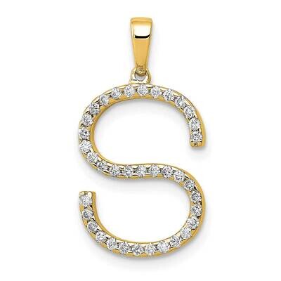 Diamond Letter S Initial Pendant 14k Gold PM5222S-016-YA, MPN: PM5222S-016-YA, 196904076972