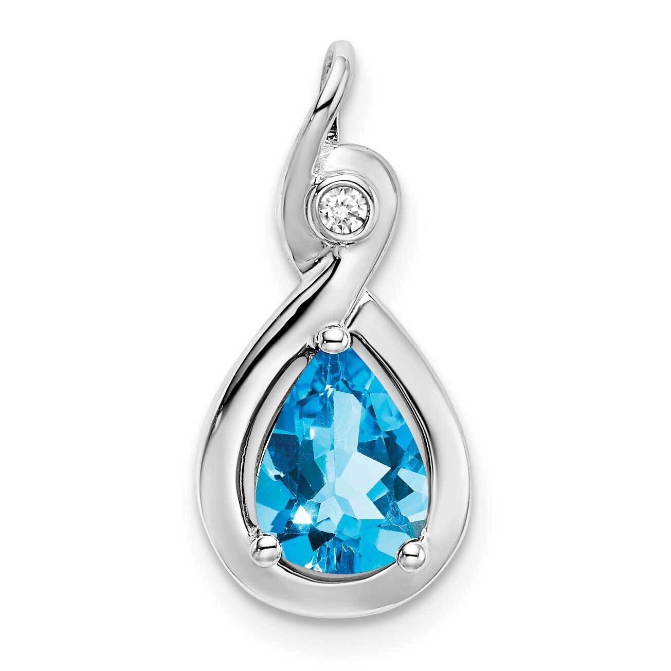Pear Blue Topaz Diamond Pendant 10k White Gold PM7055-BT-002-1WA, MPN: PM7055-BT-002-1WA,