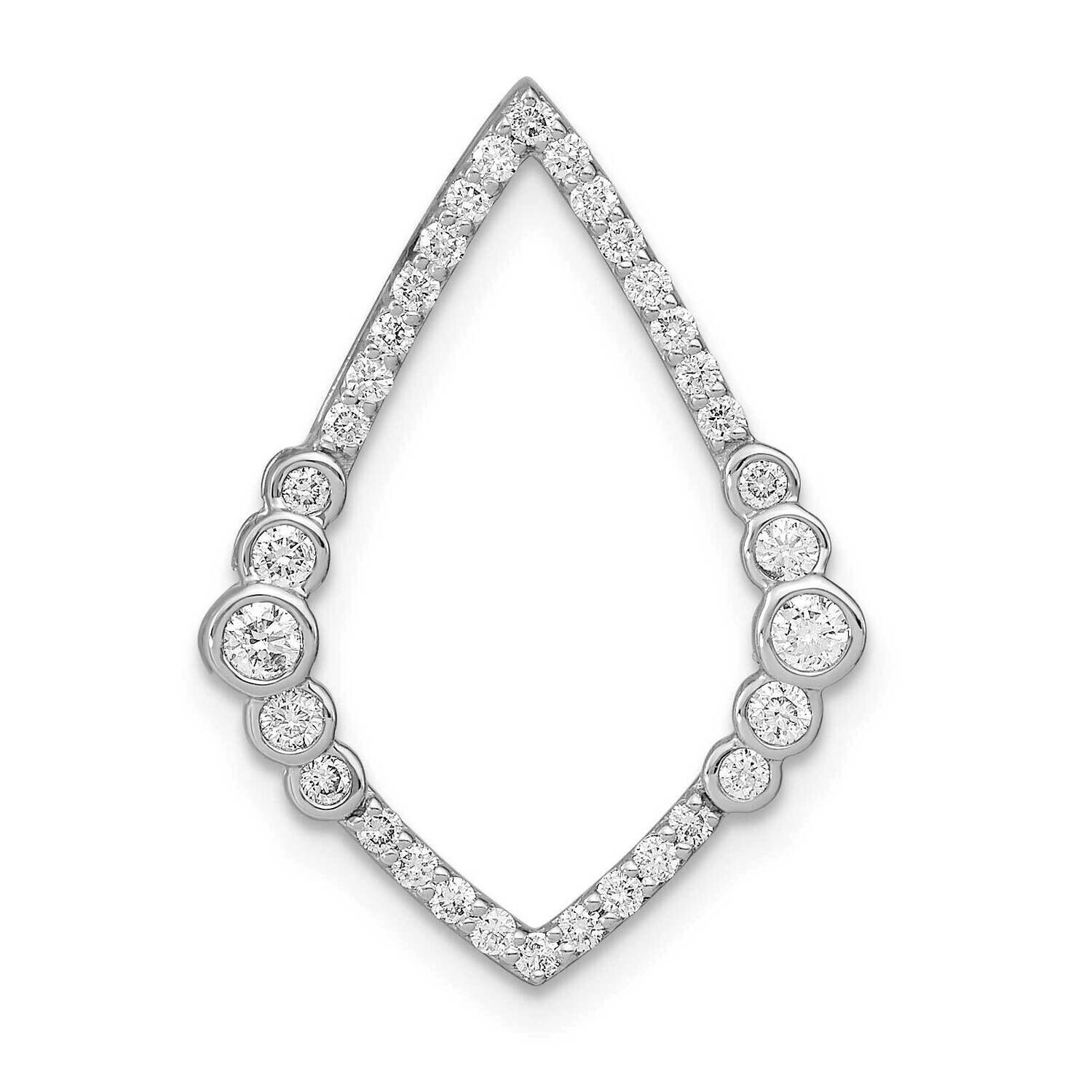 Polished Diamond Bezel Set Teardrop Chain Slide 14k White Gold PM6872-038-WA, MPN: PM6872-038-WA,
