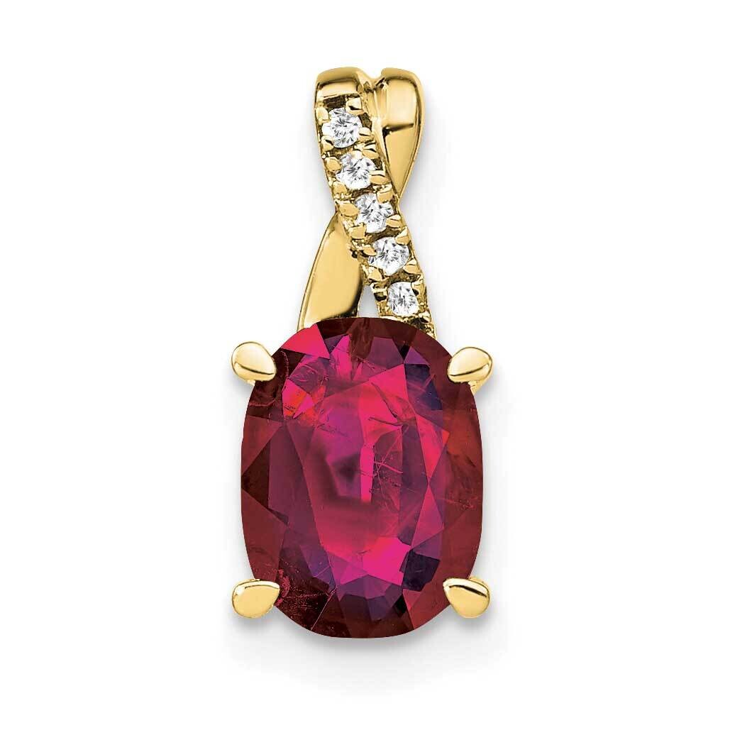 Oval Created Ruby Diamond Pendant 10k Gold PM4235-CRU-003-1YA, MPN: PM4235-CRU-003-1YA,