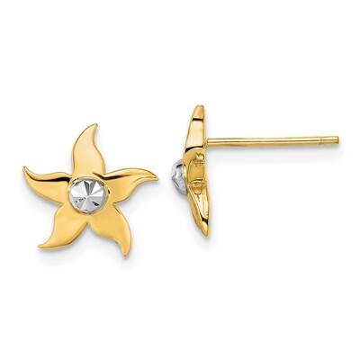Starfish Post Earrings 14k Gold With Rhodium K9781E, MPN: K9781E, 883957977331