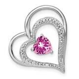 Created Pink Sapphire/Diamond Heart Chain Slide 14k White Gold PM7024-CPS-001-WA, MPN: PM7024-CPS-0…