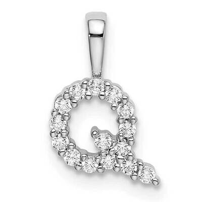 Diamond Letter Q Initial Pendant 14k White Gold PM6988Q-015-WLG, MPN: PM6988Q-015-WLG, 883957886831