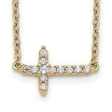 Diamond Sideways Cross 18 Inch Necklace 10k Gold PM4692-010-1YA, MPN: PM4692-010-1YA,