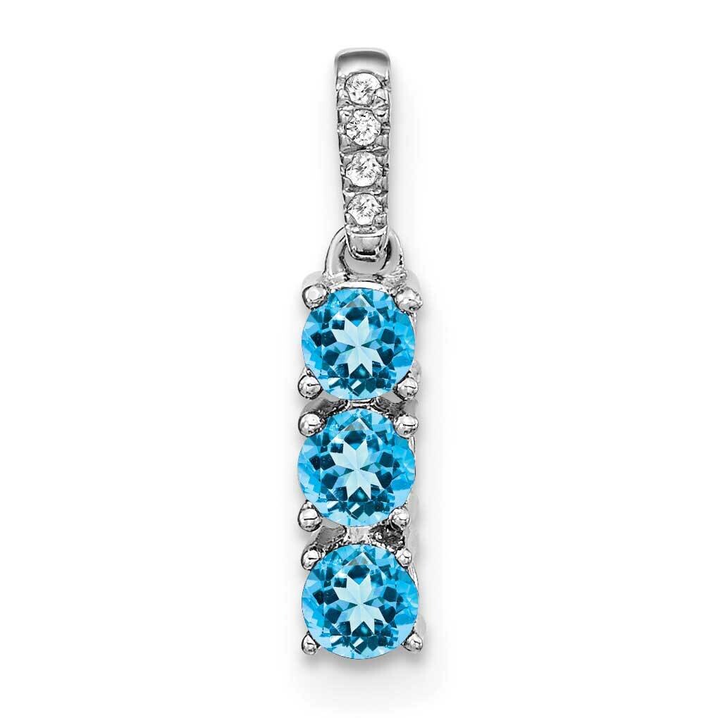 3-Stone Blue Topaz Diamond Pendant 14k White Gold PM3585-BT-002-WA, MPN: PM3585-BT-002-WA,