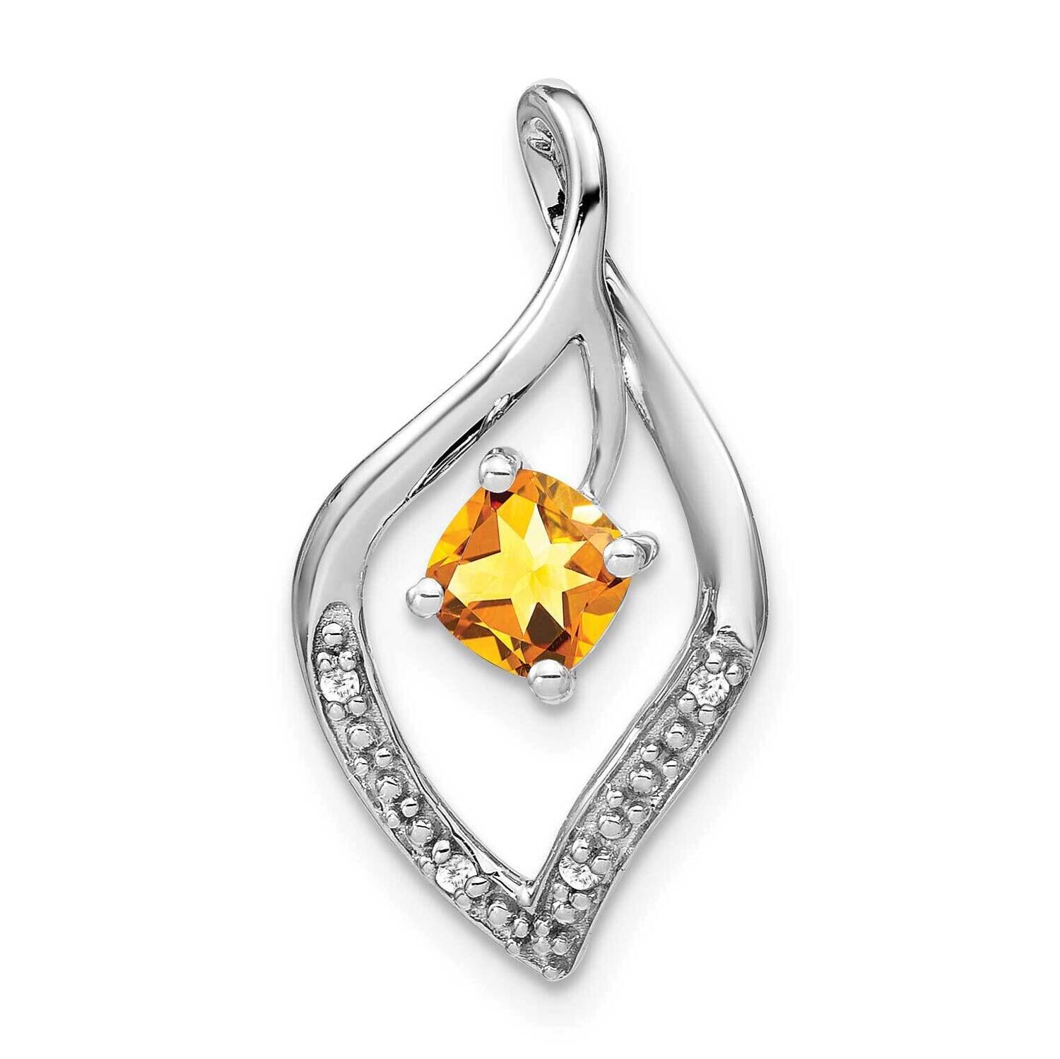 Citrine Diamond Pendant 14k White Gold PM7035-CI-003-WA, MPN: PM7035-CI-003-WA,