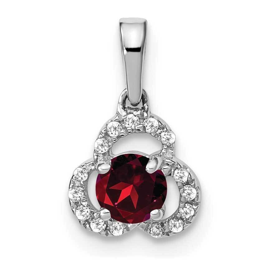 Garnet Diamond Pendant 10k White Gold PM3578-GA-006-1WA, MPN: PM3578-GA-006-1WA,