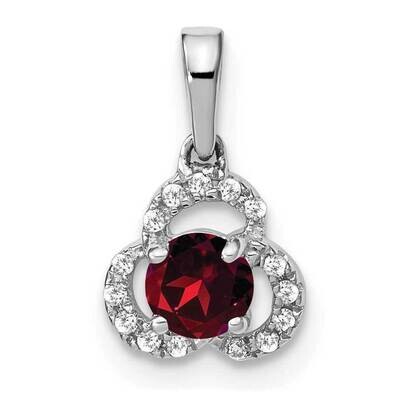 Garnet Diamond Pendant 10k White Gold PM3578-GA-006-1WA, MPN: PM3578-GA-006-1WA,