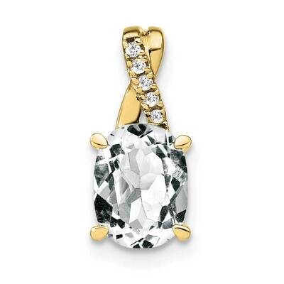 Oval White Topaz Diamond Pendant 10k Gold PM4235-WT-003-1YA, MPN: PM4235-WT-003-1YA,
