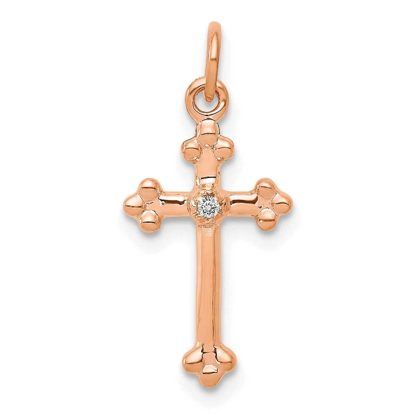 Small Diamond Budded Cross Pendant 10k Rose Gold PM5030-002-1RA by Men&#39;s Jewelry and Accessories, M…