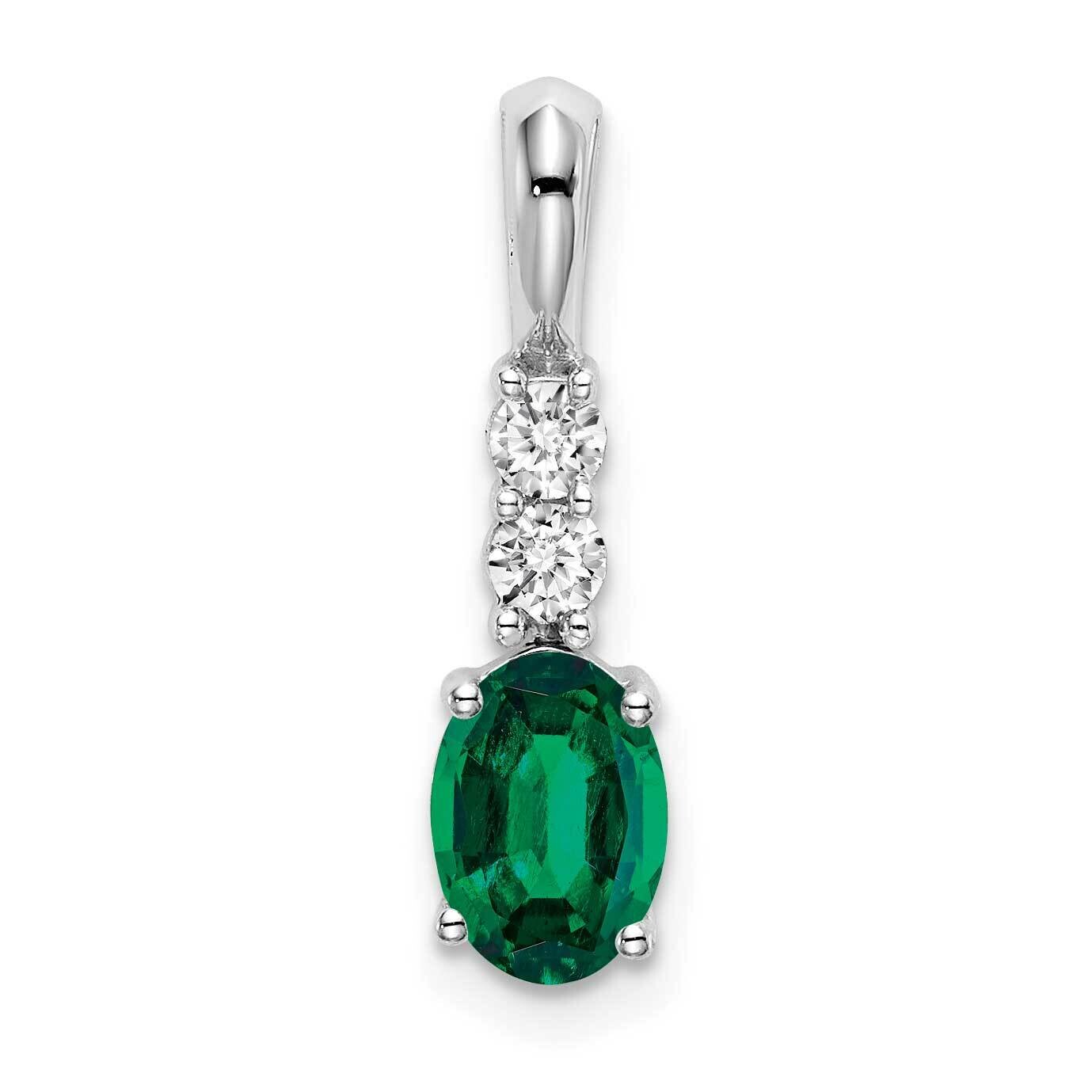 Oval Created Emerald Diamond Pendant 14k White Gold PM7406-CEM-013-WA, MPN: PM7406-CEM-013-WA, 1911…
