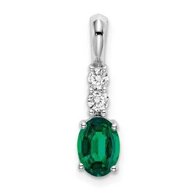 Oval Created Emerald Diamond Pendant 14k White Gold PM7406-CEM-013-WA, MPN: PM7406-CEM-013-WA, 1911…