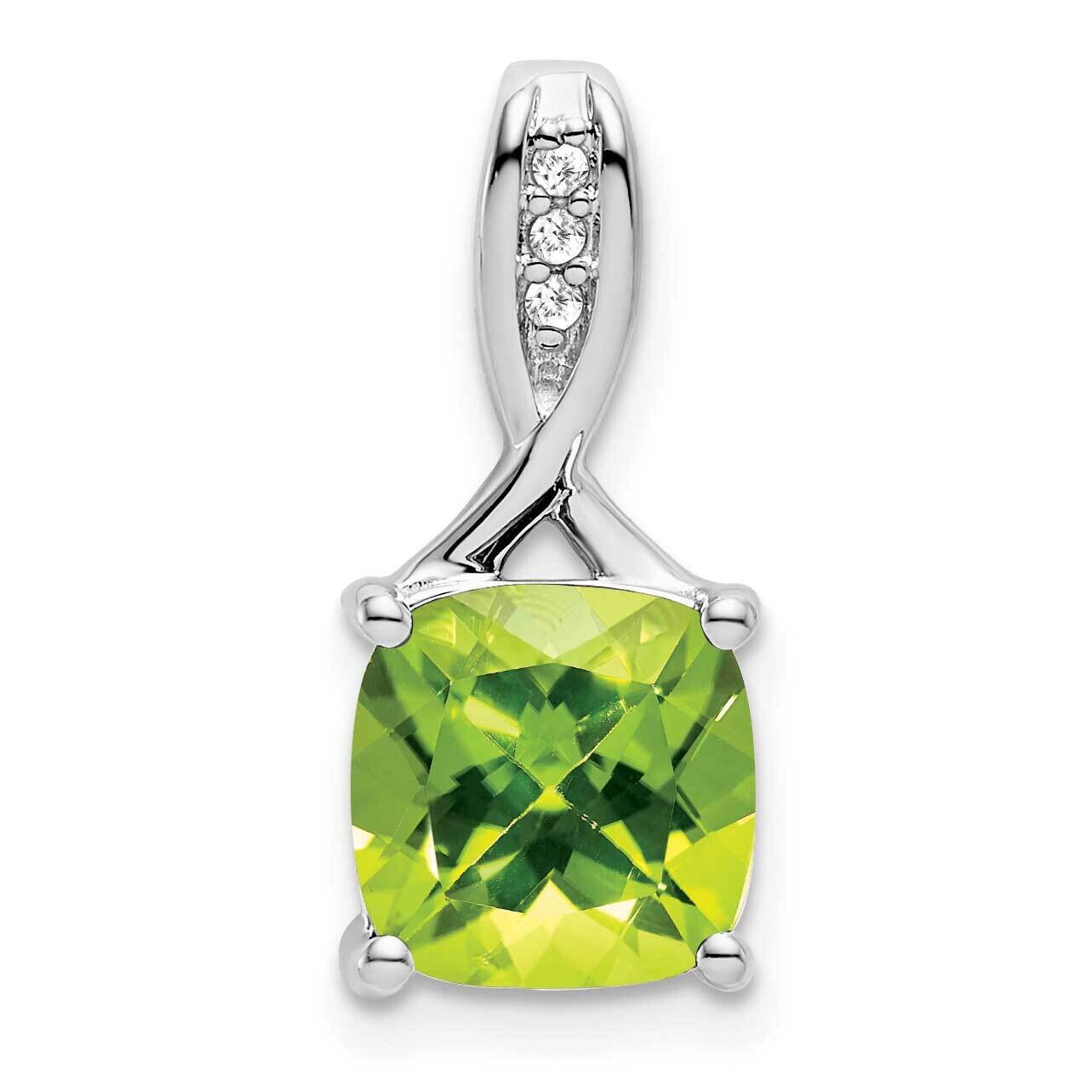 Cushion Peridot Diamond Pendant 14k White Gold PM7062-PE-002-WA, MPN: PM7062-PE-002-WA,