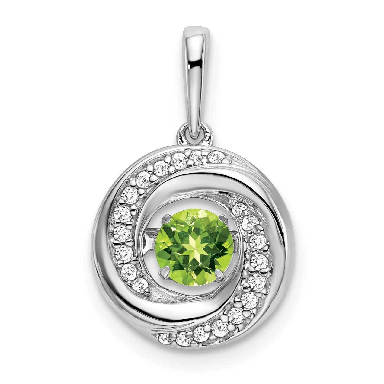 Round Peridot Diamond Pendant 14k White Gold PM7143-PE-011-WA, MPN: PM7143-PE-011-WA,