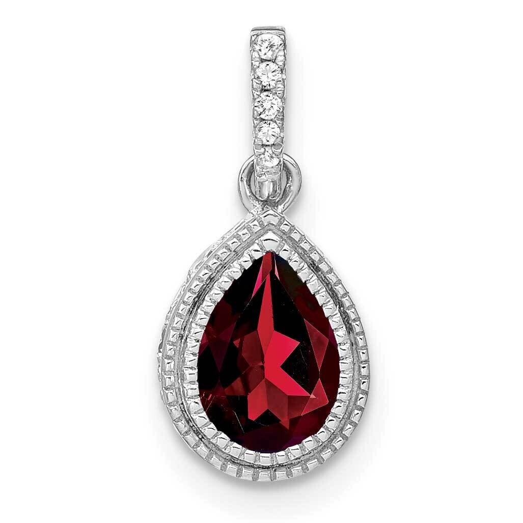 Pear Garnet Diamond Pendant 14k White Gold PM7094-GA-030-WA, MPN: PM7094-GA-030-WA,