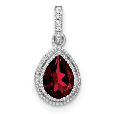 Pear Garnet Diamond Pendant 14k White Gold PM7094-GA-030-WA, MPN: PM7094-GA-030-WA,