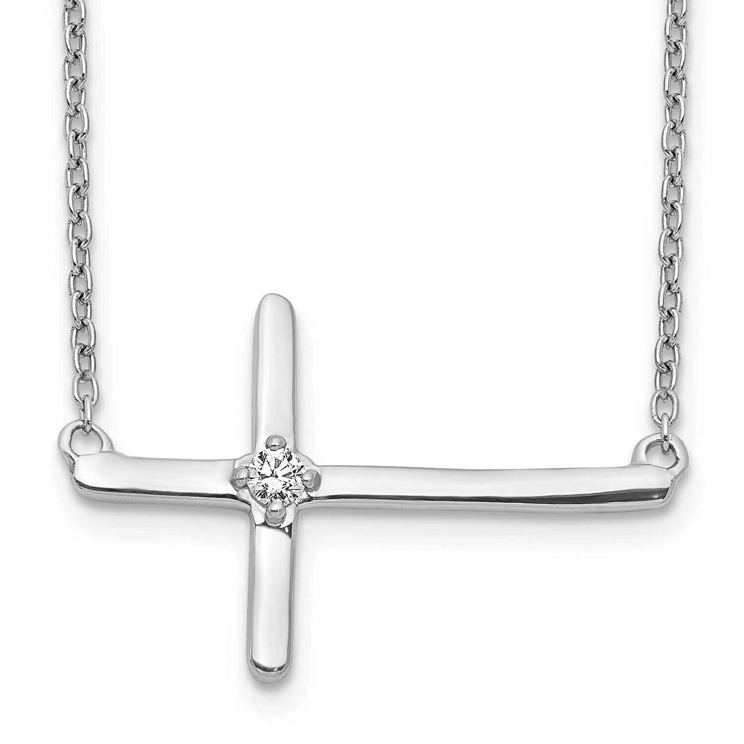 Diamond Sideways Cross 18 Inch Necklace 10k White Gold PM4693-005-1WA, MPN: PM4693-005-1WA,