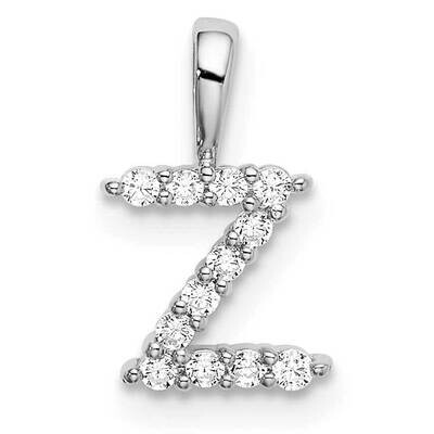 Diamond Letter Z Initial Pendant 14k White Gold PM6988Z-012-WLG, MPN: PM6988Z-012-WLG, 883957888323