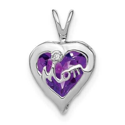 Amethyst Diamond Mom Heart Pendant 14k White Gold PM7003-AM-001-WA, MPN: PM7003-AM-001-WA, 19110140…