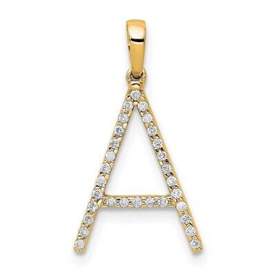 Diamond Letter A Initial Pendant 14k Gold PM5222A-010-YA, MPN: PM5222A-010-YA, 196904072998