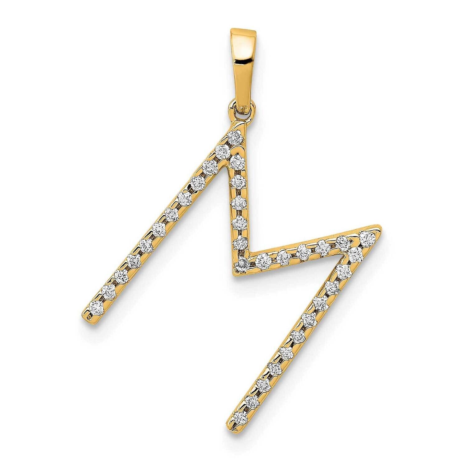 Diamond Letter M Initial Pendant 14k Gold PM5222M-010-YA, MPN: PM5222M-010-YA, 196904070260