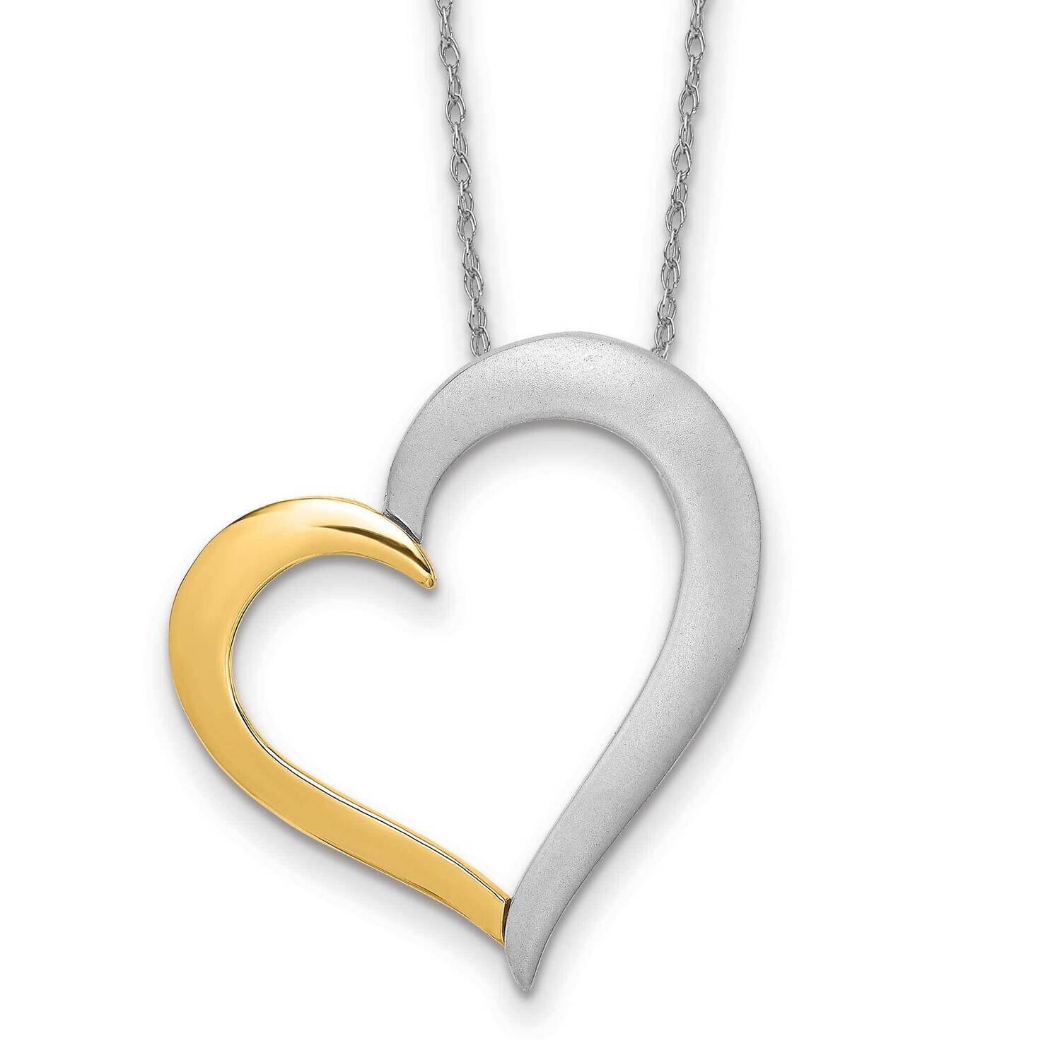 Textured &amp; Polished Heart Necklace 14k Two-Tone Gold K9464/5RW-18, MPN: K9464/5RW-18, 191101901058