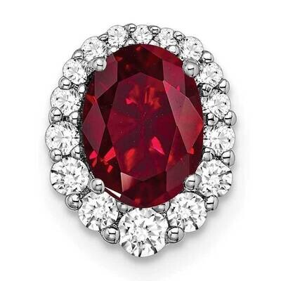 Diamond Created Ruby Halo Chain Slide 14k White Gold PM7050-CRU-033-WLG, MPN: PM7050-CRU-033-WLG, 8…