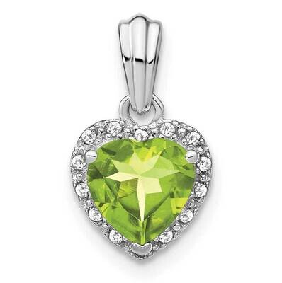 Peridot Diamond Pendant Sterling Silver Rhodium-Plated PM7400-PE-007-SSA, MPN: PM7400-PE-007-SSA,