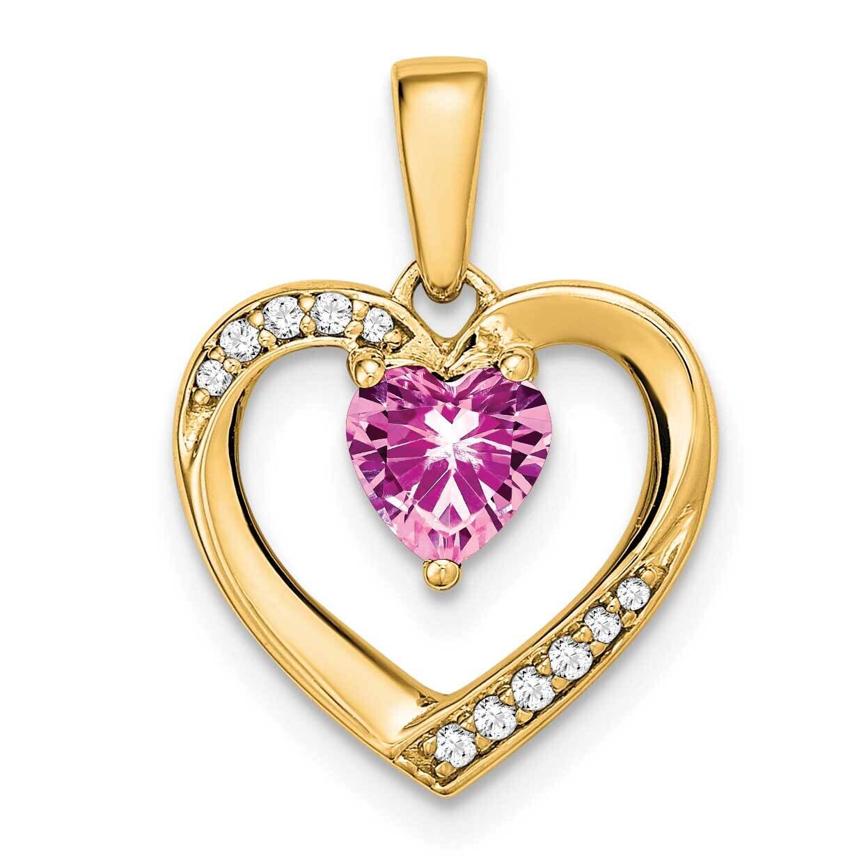 Pink Sapphire Diamond Heart Pendant 14k Gold PM6923-PS-005-YA, MPN: PM6923-PS-005-YA, 191101401169