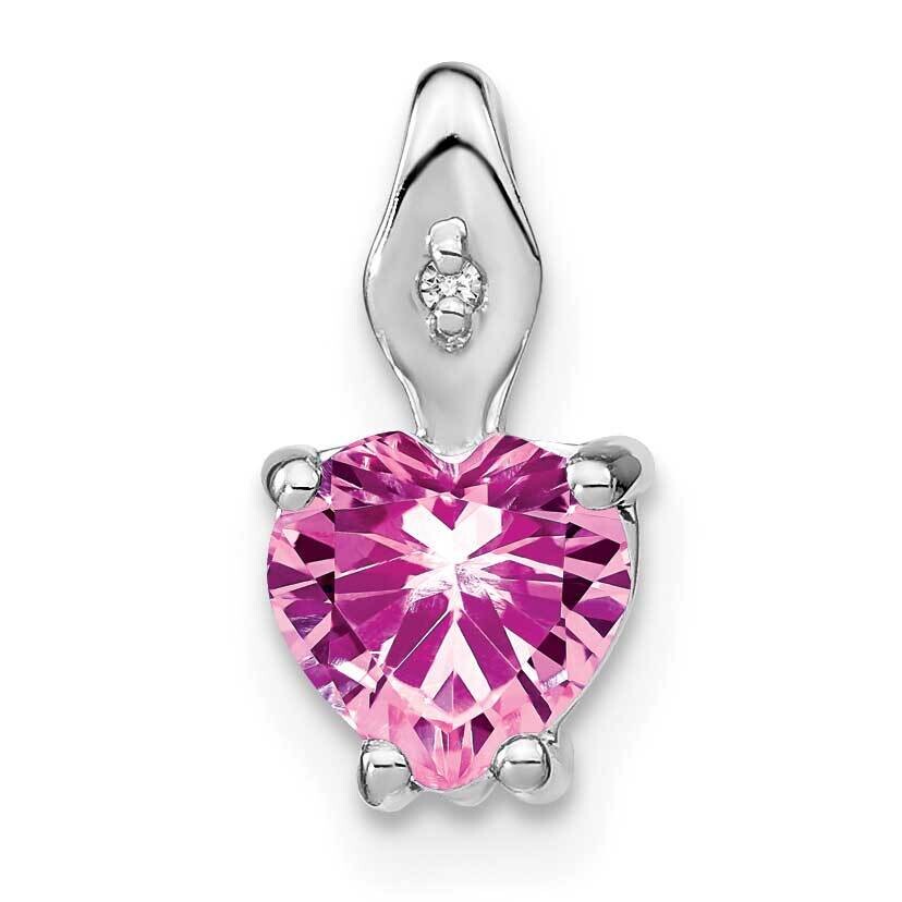 Heart Created Pink Sapphire Diamond Pendant 14k White Gold PM7001-CPS-001-WA