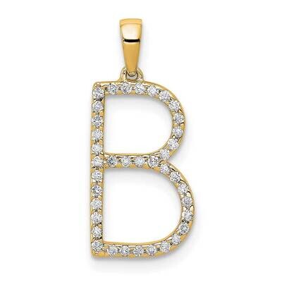 Diamond Letter B Initial Pendant 14k Gold PM5222B-013-YA, MPN: PM5222B-013-YA, 196904072615