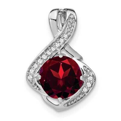 Garnet Diamond Pendant 14k White Gold PM7058-GA-006-WA, MPN: PM7058-GA-006-WA,