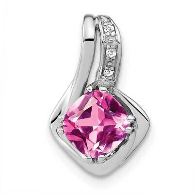 Created Pink Sapphire Diamond Pendant 14k White Gold PM7117-CPS-002-WA, MPN: PM7117-CPS-002-WA,